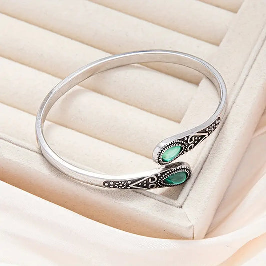 Ezüst Smaragd Vintage Bangle